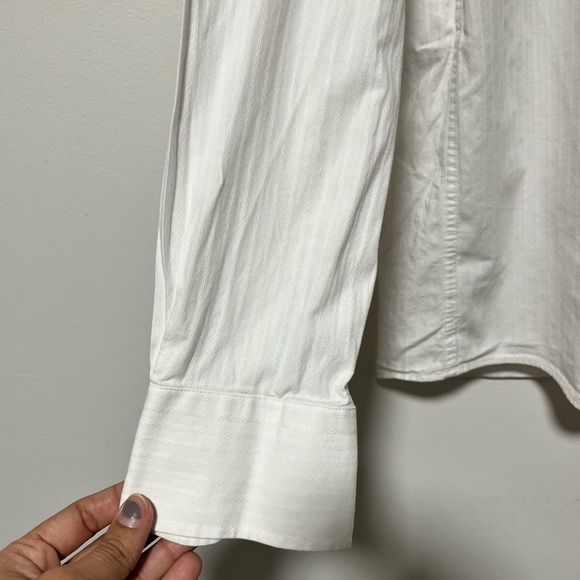 Ted Lapidus Paris White Striped Button-Up Shirt - Size Medium - Picture 5 of 10